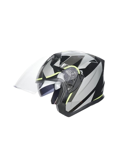 Rhkc 528 Çenesiz Vizörlü Yazlık Kask Gri - Neon Sarı - Siyah