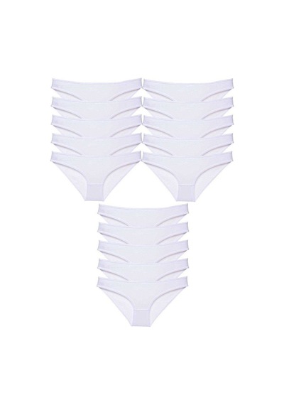 15 Adet Süper Eko Set Likralı Kadın Slip Külot Beyaz Standart
