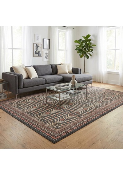 Kahve Tonlu Salon Halısı Dijital Baskılı Kaymaz Tabanlı Klasik Desenli Halı Dijital Baskı Halı 7 Mm Kahverengi