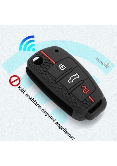 Audi A1 A3 A4 A5 A6 A7 & Q3 Q5 Q7 Q8 & Tt S3 S4 S6 Rs Anahtar Kılıfı Siyah Kırmızı-1 Adet
