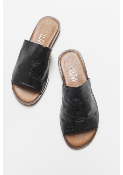 Luvishoes Clau Siyah Kadın Deri Terlik Siyah