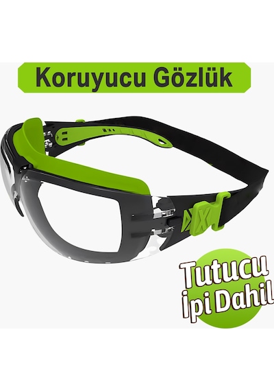 4Riders Buğulanmaz İpli İş Güvenlik Gözlüğü Lazer Uv Koruyucu Toz Korumalı Gözlük Silikon Kulaklık Şeffaf