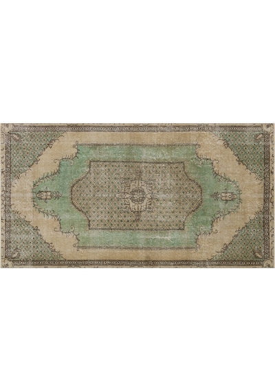 Ilham Verici Vintage El Işlemeli Yün Halısı - 126x236 Cm 9981