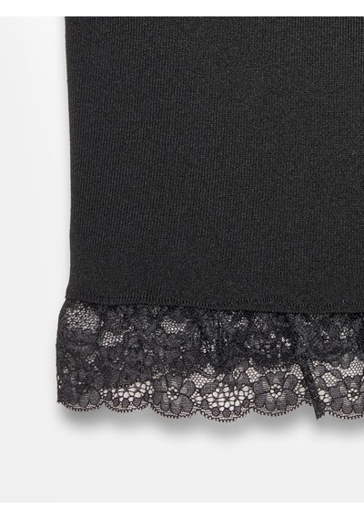 Dilvin 10868 Dantel Detaylı Halter Yaka Triko Bluz-siyah