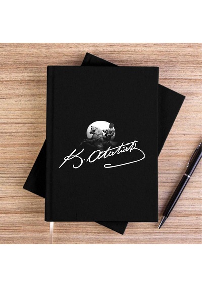 Atatürk Kurtuluş Şavaşı Siyah Çizgisiz Kanvas Defter