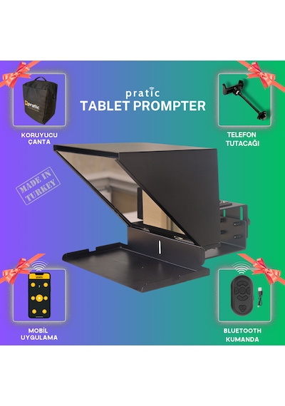Pratic Prompter %100 Yerli Üretim & Yazılım Çanta + Kumanda + Telefon Tutucu 34cmx24.5cmx17cm