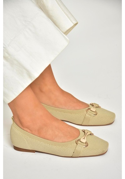 Fox Shoes U820113557 Ten Triko Kumaş Kadın Babet Ten