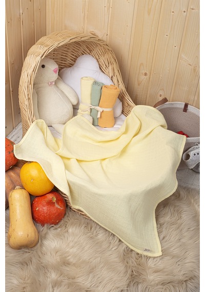 3'lü Çok Amaçlı Müslin Bez, Örtü, Battaniye Seti Unisex Renkli %100 Pamuk - 75x75 Cm