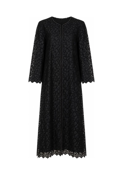 Nazzain Siyah Dantel İşlemeli Abaya Takımı Çok Renkli