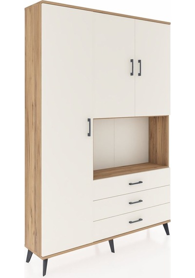 Arges Dolap 6 Raflı 3 Çekmeceli 3 Kapaklı 132x30x195 Çam-ayta... Çam