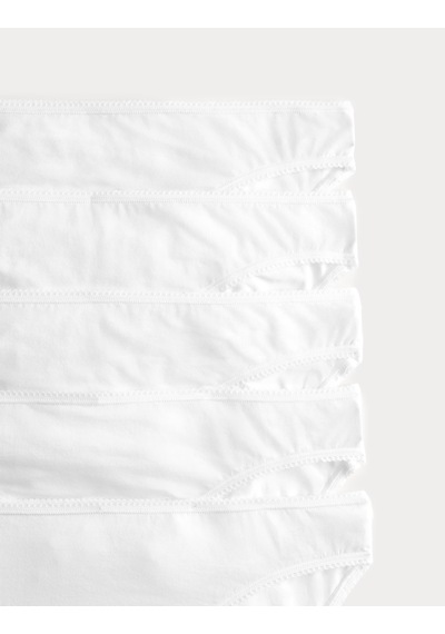 Marks & Spencer 5'li Cotton Lycra Bikini Külot Seti Beyaz