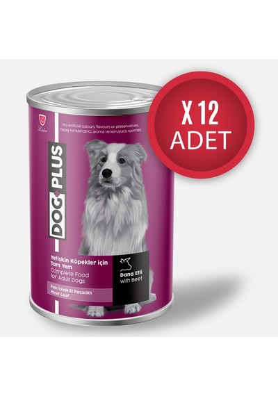 DogPlus Pate Dana Etli Yetişkin Köpek Konserve Yaş Mama 395 Gr x 12 Adet