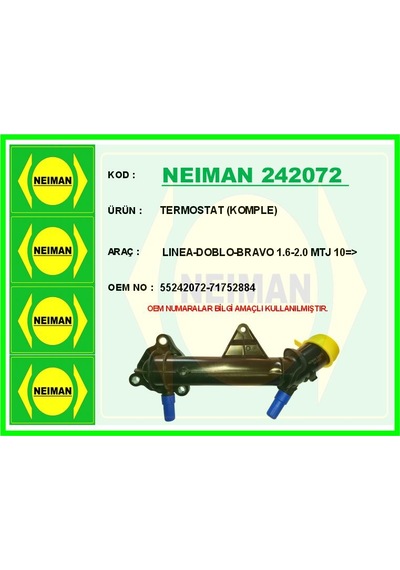 Neıman 242072-99 Termostat 88 C Linea 2009 Ve Sonrası Doblo 2010 Ve Sonrası 16 Bravo 2 07 14 Freemont 11 15 Ducato 11 Alfa Romeo Gıulı Etta 2010 Ve Sonrasi20 1.6d Mjet 2.0d Mjet 55242072-71752884 Neıman 242072-99 Termostat 88 C Linea 2009 Ve Sonrası Doblo 2010 Ve Sonrası 16 Bravo 2 07 14 Freemont 11 15 Ducato 11 Alfa Romeo Gıulı Etta 2010 Ve Sonrasi20 1.6d Mjet 2.0d Mjet 55242072-71752884
