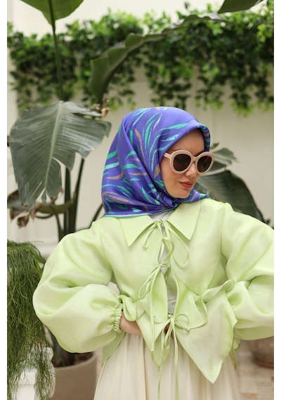 Silk Home Saks Vizon Desenli Tivil İpek Eşarp 11432-01 Çok Renkli