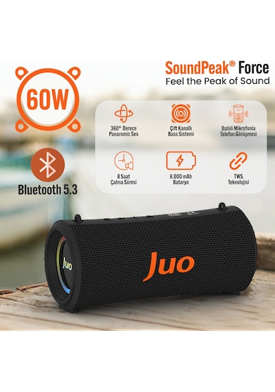 Juo Soundpeak Force 60w Rgb Bluetooth Hoparlör Kablosuz Taşınabilir Speaker