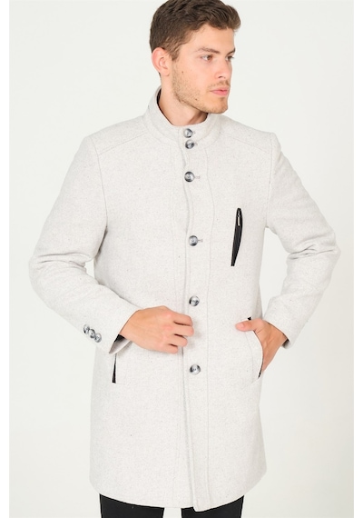 Plt8386 Dewberry Erkek Palto-Diagonal Gri-Krem-Diagonal Gri-Krem Gri - Krem