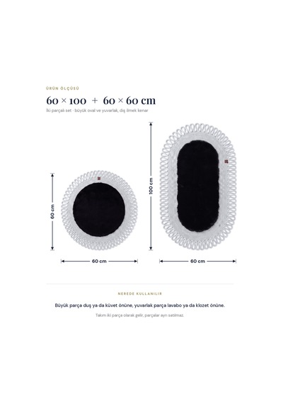 Banyo Paspası Takımı 60x100+60x60 Cm Dış Trikot Siyah & Gümüş