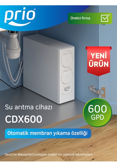 Prio Cdx600 Praktic Tanksız Direkt Akışlı Otomatik Yıkamalı Pompalı Su Arıtma Cihazı 600 Gpd Direk Akış