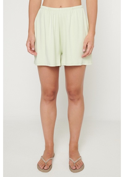 Ac&co / Altınyıldız Classics Kadın Mınt Yumuşak Dokulu Standart Fit Beli Lastikli Cepli Rahat Örme Esnek Şort Mint
