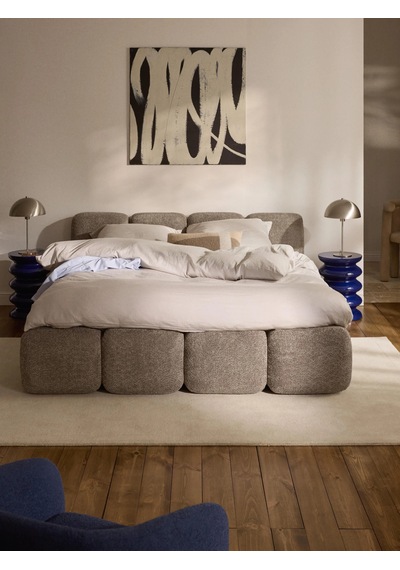 Most Oktagon Bazalı Mdf Karyola 180x200 Kahve Bukle Kumaş İşbir Kuştüyü Sünger Evinize Teslim 180 x 200