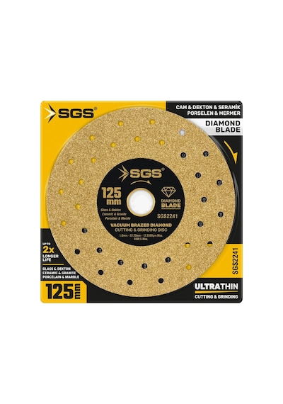 Sgs2241 Profesyonel Dekton Cam Granit Mermer Porselen Hassas Elmas Kesici Gold 125 Mm