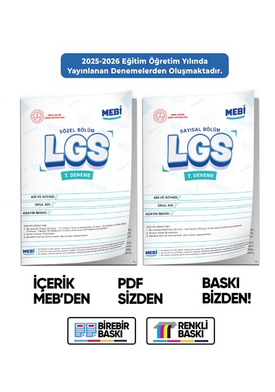 2026 Lgs 8.sınıf Meb Online Türkiye Geneli 7. Deneme Sayısal Sözel Büyük Boy Renkli Baskı Ücreti