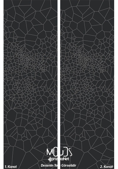 Grey Crystal Desenli Süet Oturma Odası Salon Fon Perde Baskılı Ekstrafor Büzgü 2 Kanat Prd-1079 Çok Renkli