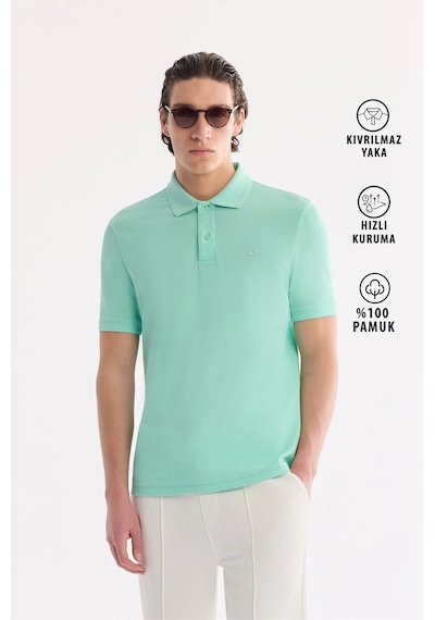 Avva Erkek Açık Yeşil Kıvrılmaz Polo Yaka %100 Pamuk Basic Regular Fit T-shirt B001032 Avva Erkek Açık Yeşil Kıvrılmaz Polo Yaka %100 Pamuk Basic Regular Fit T-shirt B001032