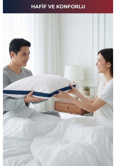 2'li Klimalı Yastık 50x70 Cm Terletmeyen, Hava Alan Mikrofiber Uyku Yastığı Bordo-lacivert Bordo Lacivert