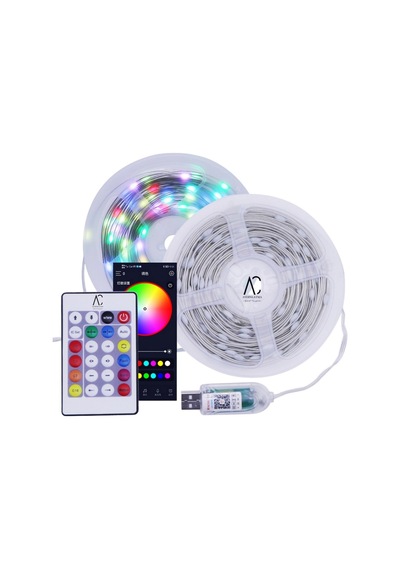 10m Rgb Şerit Led - Kumanda Ve Mobil App- Su Geçirmez - Ses Efekt