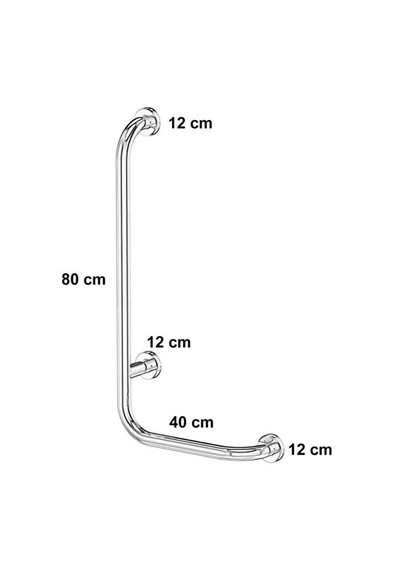 Yaşlı Ve Bedensel Engelli L Tipi Tutunma Barı Paslanmaz Çelik 32 Mm Çap Gümüş