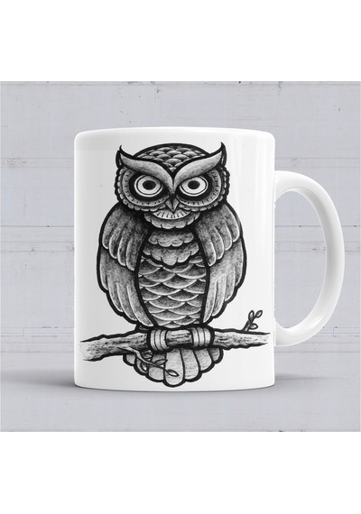 Baykuş Drawing Çizim Hayvan Animal Owl Simple Pet Kupa Bardak Karışık