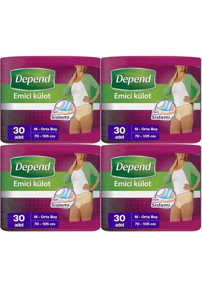 Depend Emici Külot Kadın Hasta Bezi Orta Boy M 4 x 30'Lu