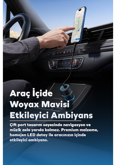 Woyax Araç Şarj Aleti Çakmaklık Type-c + Usb Girişli Kablolu Set 38w 2 İn 1 Car Charger