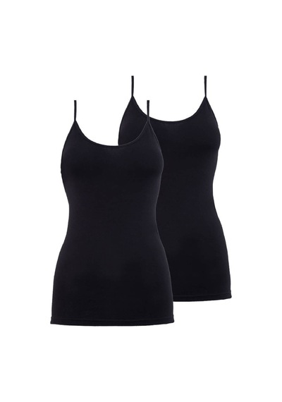 Blackspade 1591 2'li Paket Kadın %95 Pamuklu İnce Askılı Atlet Siyah