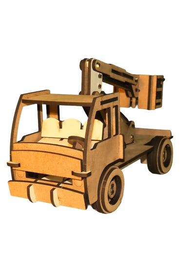 Cherry Picker Truck Ahşap Maket Seti Dıy Sepetli Vinç Modeli Koleksiyoner Serisi 86 Parça