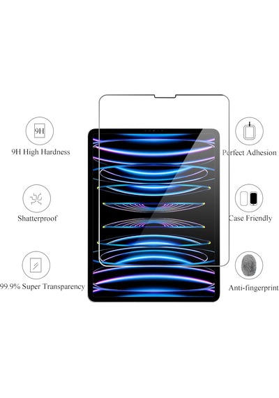 Apple Uyumlu iPad  Pro 12.9 İnç 2022 & 2021 & 2020 & 2018 Temperli Cam Ekran Koruyucu 2 Adet