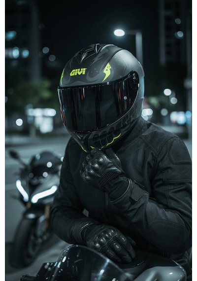 Gıvı 50.x Bones Sarı/ 1 Renkli 1 Şeffaf Vizörlü Motosiklet Kask Siyah Vizör + Şeffaf