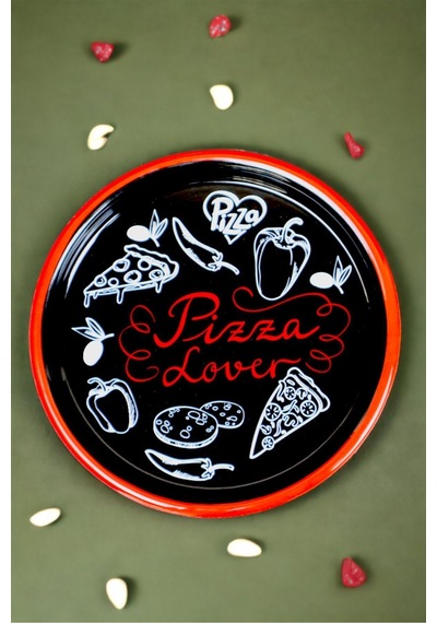 22 No Pizza Tabağı Tepsisi Supla Pasta Tabağı Servis Tabağı 22cm - Kırmızı