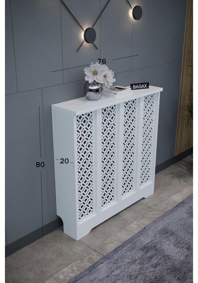Dekoratif Petek Dolabı Kalorifer Peteği Kapatma Ünitesi Modern Tasarım İç Ölçü 76 Cm Dış Ölçü 80 Cm Petek 76 Beyaz D4