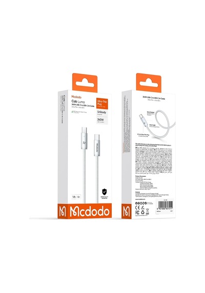Mcdodo Ca-7082 Cab Luma Serisi Type-c Type-c 240w Ultra İnce Hızlı Şarj Kablosu Beyaz 1.2m