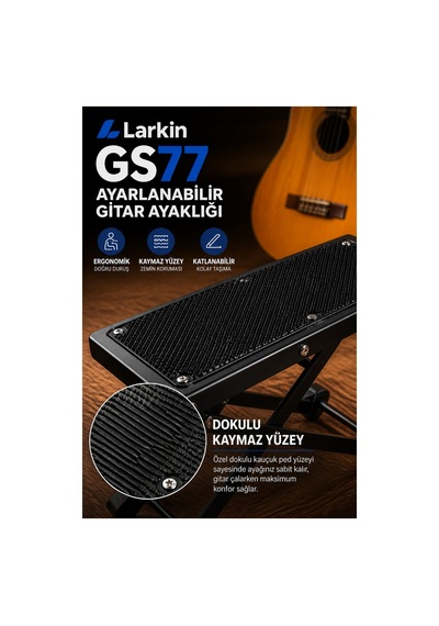 Larkin Gs77 Katlanabilir Ayarlanabilir Gitar Ayaklığı Ayak Sehpası Foot Rest