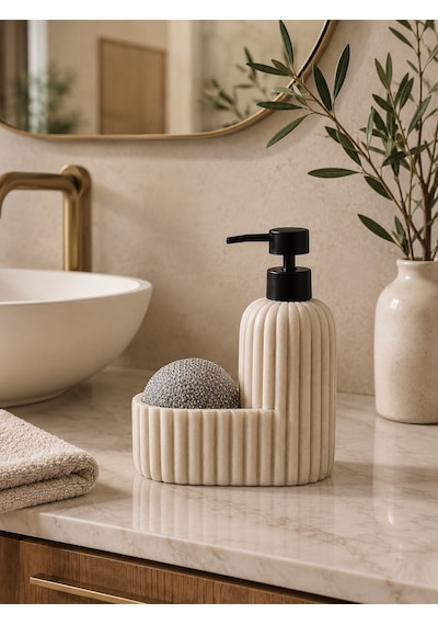 Yş Home - Polyresin Hazneli Sıvı Sabunluk Süngerlikli Krem Dekoratif Mutfak Ve Banyo Lavabo Organizeri Modern Tezgah Üstü Aksesuar Açık Bej Yş Home - Polyresin Hazneli Sıvı Sabunluk Süngerlikli Krem Dekoratif Mutfak Ve Banyo Lavabo Organizeri Modern Tezgah Üstü Aksesuar Açık Bej