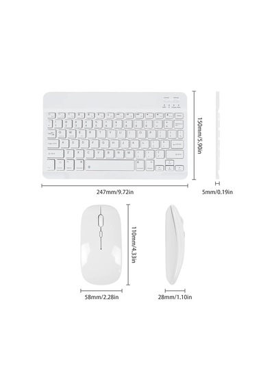 Bluetooth Apple Uyumlu iOS Apple Uyumlu iPad Android Windows Uyumlu Klavye Mouse Seti - Sessiz - Şarjlı - Combo - Ultra İ Diğer