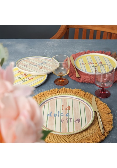 Keramika Mama Mia & La Dolce Vita Pasta Tabağı 22 Cm 4 Adet Çok Renkli