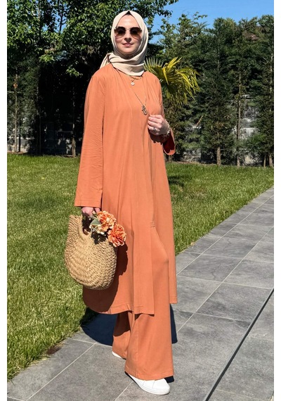 Rabia Şamlı Yaren Üçlü Takım Kiremit Çok Renkli