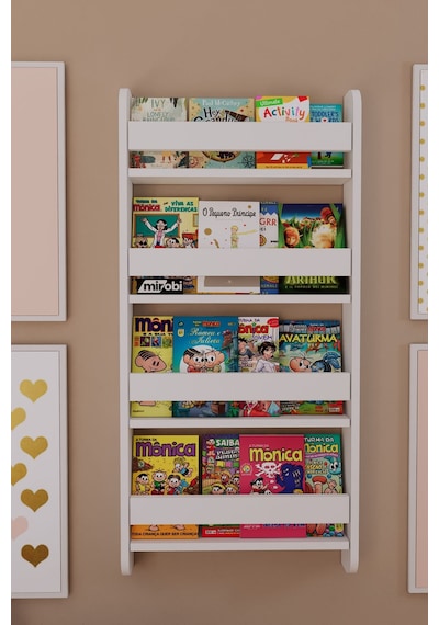 Lino 4 Raflı Montessori Kitaplık Eğitici Çocuk Kitaplığı Beyaz