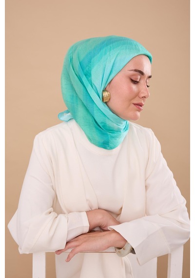 Silk Home Olinda İpek Eşarp 47005-06 Gök Mavi, Turkuaz, Su Yeşili, Yeşil, Ekru