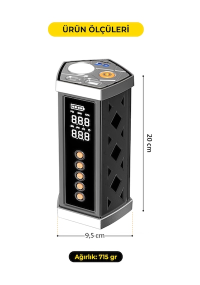 Joyplus Akü Takviye Ve Hava Kompresörü 16000 Mah Led Ekran Powerbank