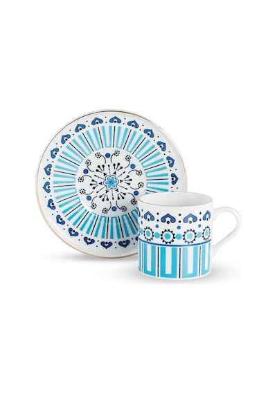 Aryıldız Castello 12 Parça 6 Kişilik Kahve Fincan Takımı 90 Ml Mavi - Beyaz
